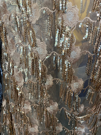 New embroidered hologram sequins fringe design 2way stretch 58/60" Sold by the YD. Ships worldwide from Los Angeles California USA.