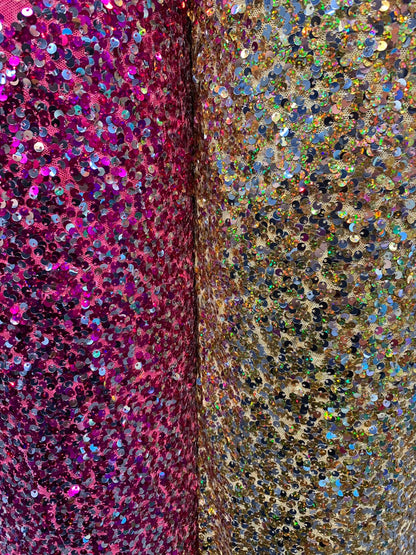 New hologram iridescent sequins rain drop sequins on stretch mesh 4way 55/57" Sold by the YD. Ships worldwide from Los Angeles California US