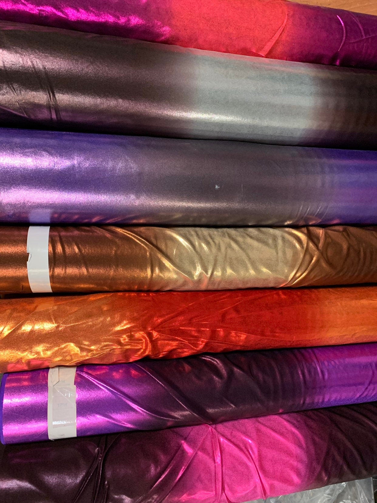 Ombré metallic 2tone All Over Foil Nylon Spandex 4way Stretch 58/60" Sold By The YD. Ships Worldwide From Los Angeles California USA.