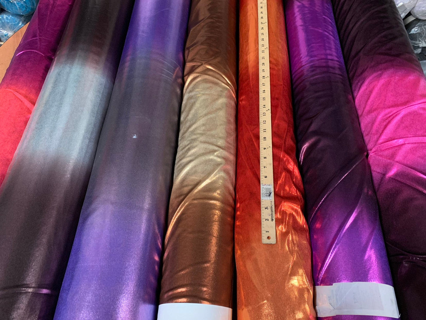 Ombré metallic 2tone All Over Foil Nylon Spandex 4way Stretch 58/60" Sold By The YD. Ships Worldwide From Los Angeles California USA.