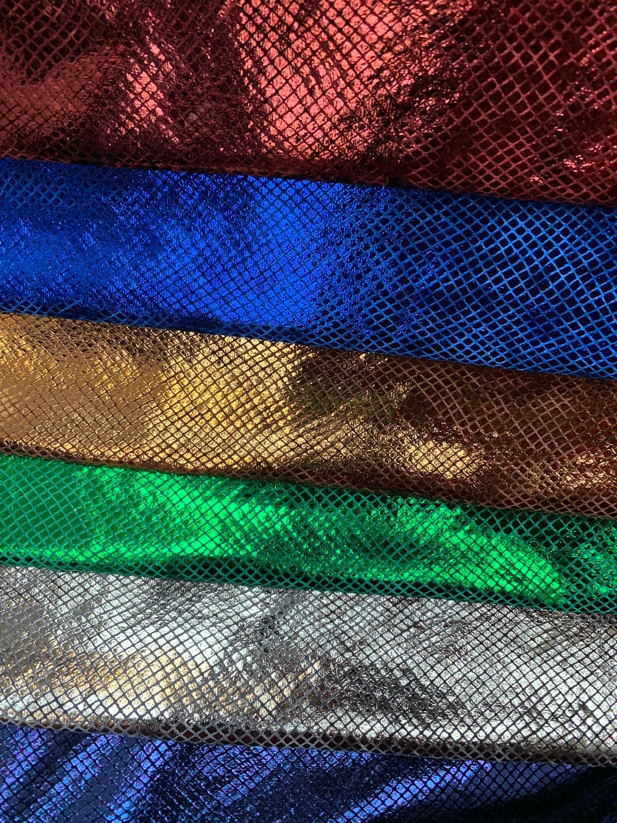 NEW Dragon scales clear foil on heavy stretch velvet 420gsm 4way stretch 58/60" Sold by the YD. Ships worldwide from Los Angeles CA.