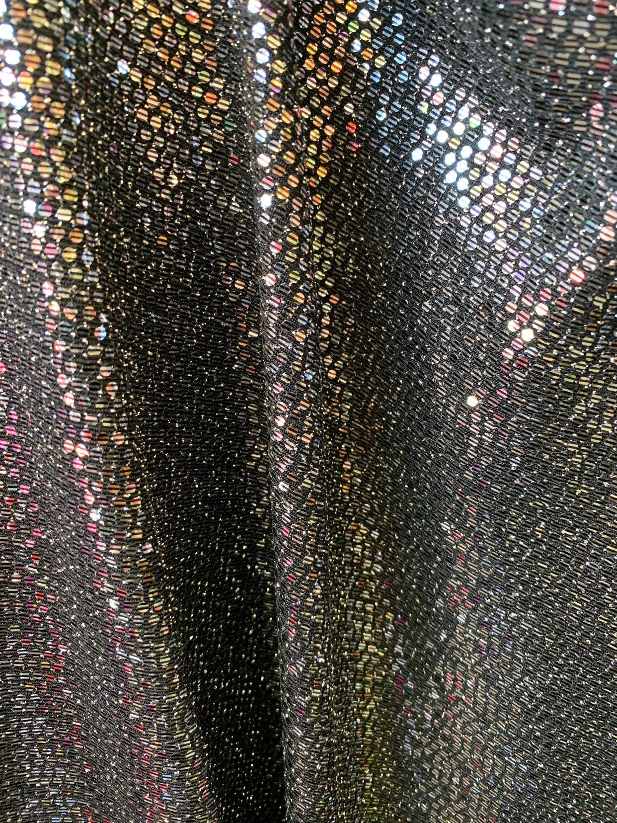 American knit spandex with mini sequins all over 2way stretch 58/60"