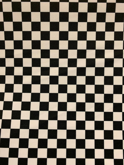 New small checkered design size 1/2 inch nylon spandex 4way stretch 58/60" Sold by the YD. Ships worldwide from Los Angeles California USA.