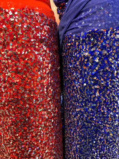 New hologram iridescent sequins rain drop sequins on stretch mesh 4way 55/57" Sold by the YD. Ships worldwide from Los Angeles California US