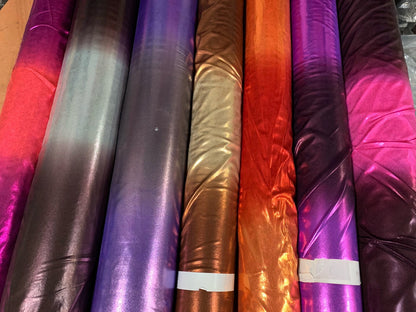 Ombré metallic 2tone All Over Foil Nylon Spandex 4way Stretch 58/60" Sold By The YD. Ships Worldwide From Los Angeles California USA.