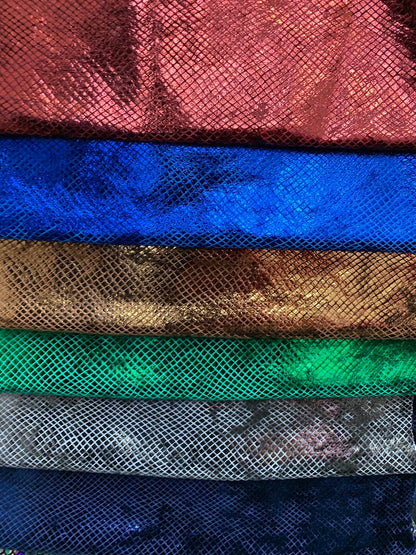 NEW Dragon scales clear foil on heavy stretch velvet 420gsm 4way stretch 58/60" Sold by the YD. Ships worldwide from Los Angeles CA.