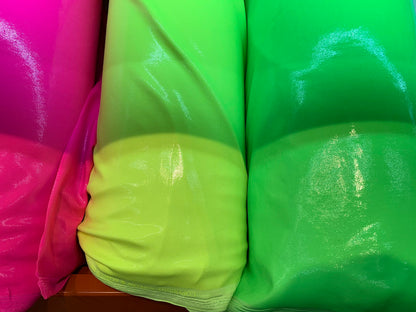 New neon colors foggy foil nylon spandex 4way stretch 58/60" Sold by the YD. Ships worldwide from Los Angeles California USA.