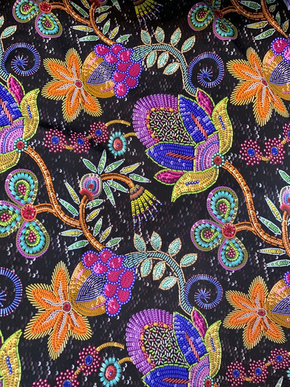 New print nylon spandex Angy flower design 4way stretch 58/60" Sold by the YD. Ships worldwide from Los Angeles California USA.