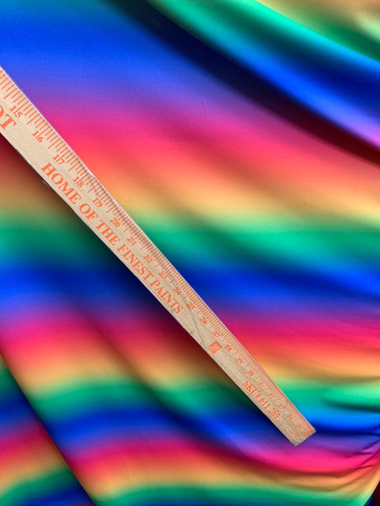 Rainbow design print with foil and without foil heavy nylon spandex 4way stretch 58/60" Sold by the YD. Ships worldwide from Los Angeles CA.