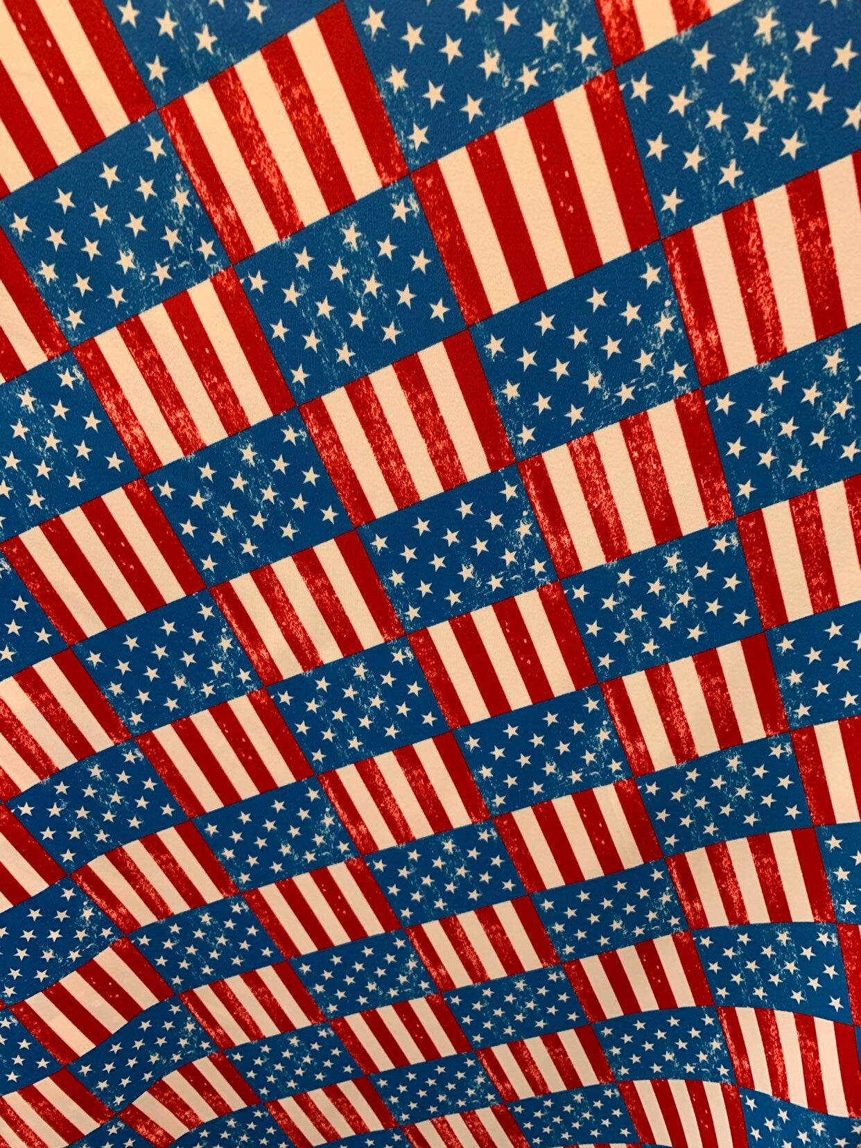 New American flag design print on great nylon spandex 4way stretch 58/60" Sold by the YD. Ships worldwide from Los Angeles California USA.