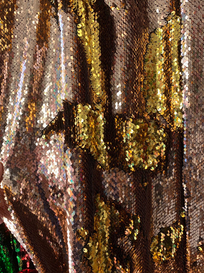 New colors mermaid reversible sequins doble face flip up sequins-shining sequins on spandex base 2way stretch 58/60" Sold by the YD.