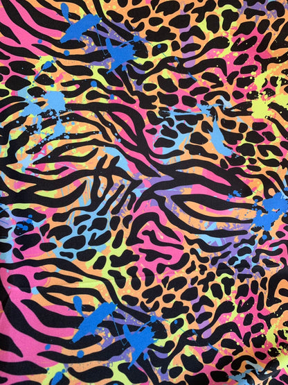 New multiple animal print design on heavy nylon spandex 4way stretch 58/60" Sold by the YD. Ships worldwide from Los Angeles California USA.