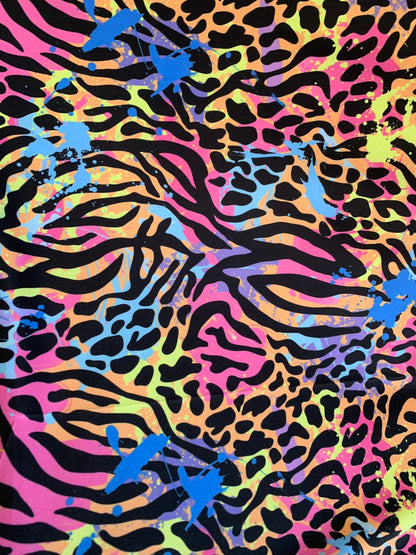 New multiple animal print design on heavy nylon spandex 4way stretch 58/60" Sold by the YD. Ships worldwide from Los Angeles California USA.