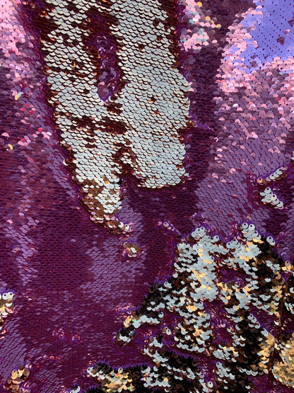 New colors mermaid reversible sequins doble face flip up sequins-shining sequins on spandex base 2way stretch 58/60" Sold by the YD.