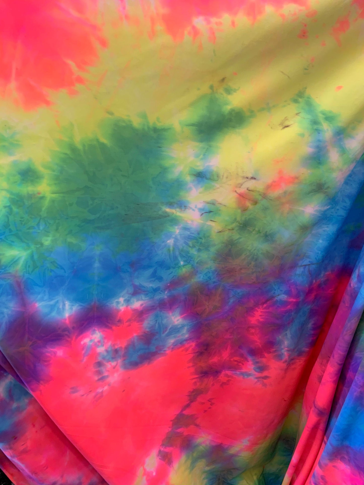 New Tie Dye Multicolor Print On Heavy Nylon Spandex 4-Way Stretch 58/60" Sold By The YD. Ships Worldwide From Los Angeles California USA.