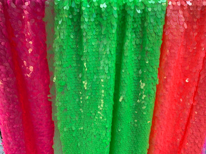 New teardrops sequins medium size neon colors shining sequins on stretch mesh 55/57" Sold by the YD. Ships worldwide from Los Angeles CA USA