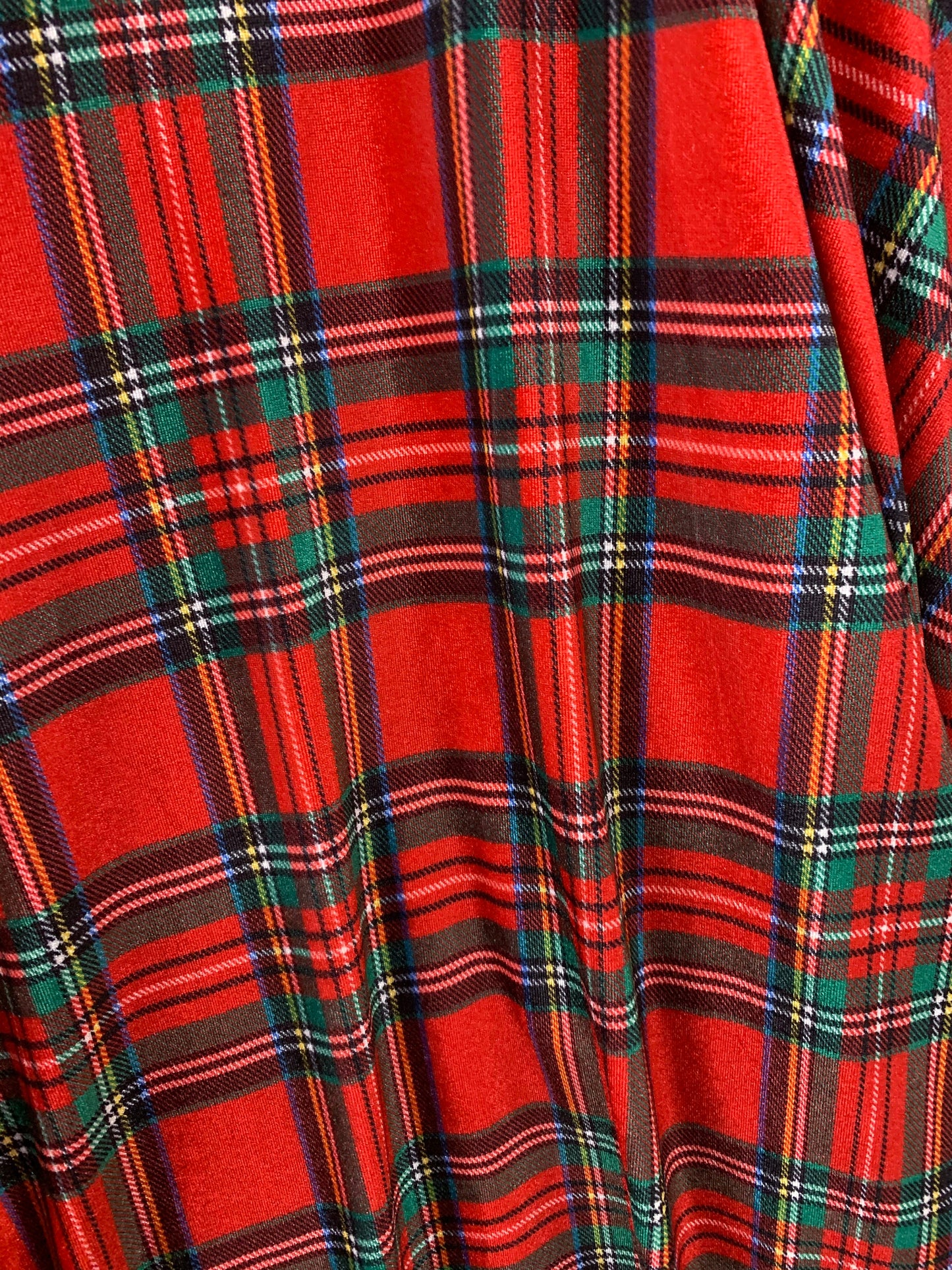 New Christmas Red Plaid Design Print On Heavy Stretch Velvet 4-Way 58/60" Sold By The YD. Ships Worldwide From Los Angeles California USA.