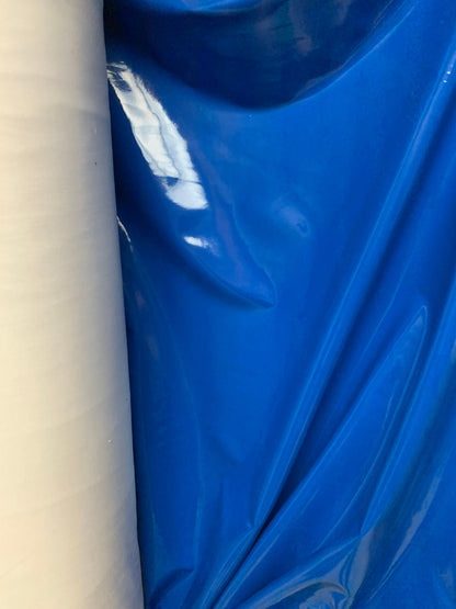 Latex spandex vinyl shining Sapphire Blue color 4way stretch 58/60" Sold by the YD. Ships worldwide from Los Angeles California USA.