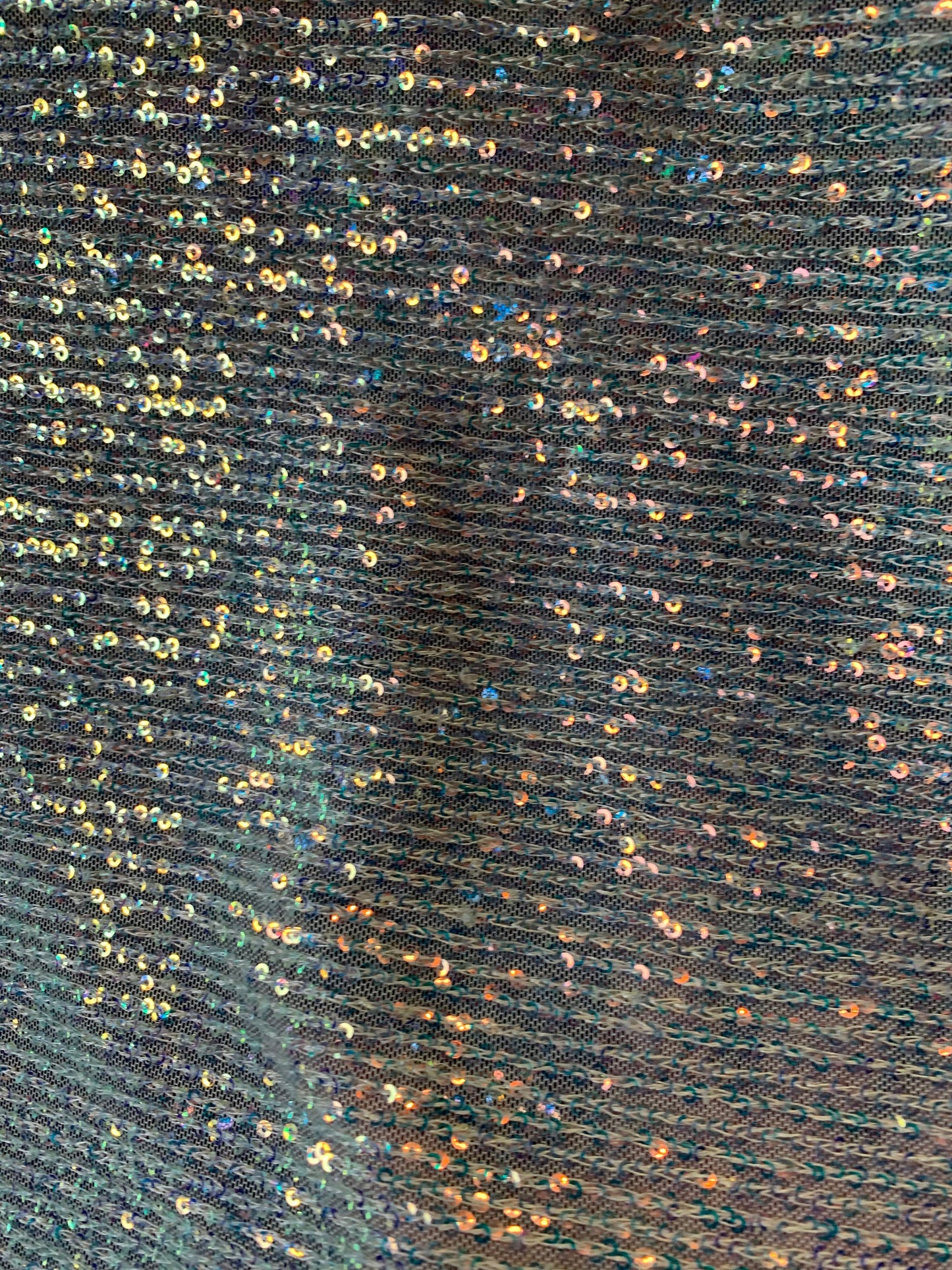 New Rose gold mini glitz Iridescent sequins on crinkle stretch mesh 2-way 58/60” Sold by the YD. Ships worldwide from Los Angeles California