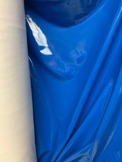 Latex spandex vinyl shining Sapphire Blue color 4way stretch 58/60" Sold by the YD. Ships worldwide from Los Angeles California USA.