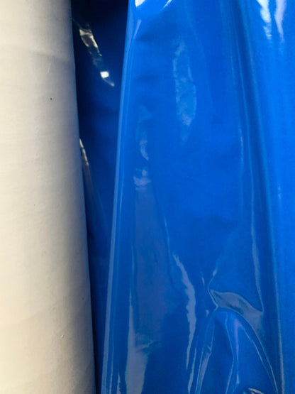 Latex spandex vinyl shining Sapphire Blue color 4way stretch 58/60" Sold by the YD. Ships worldwide from Los Angeles California USA.