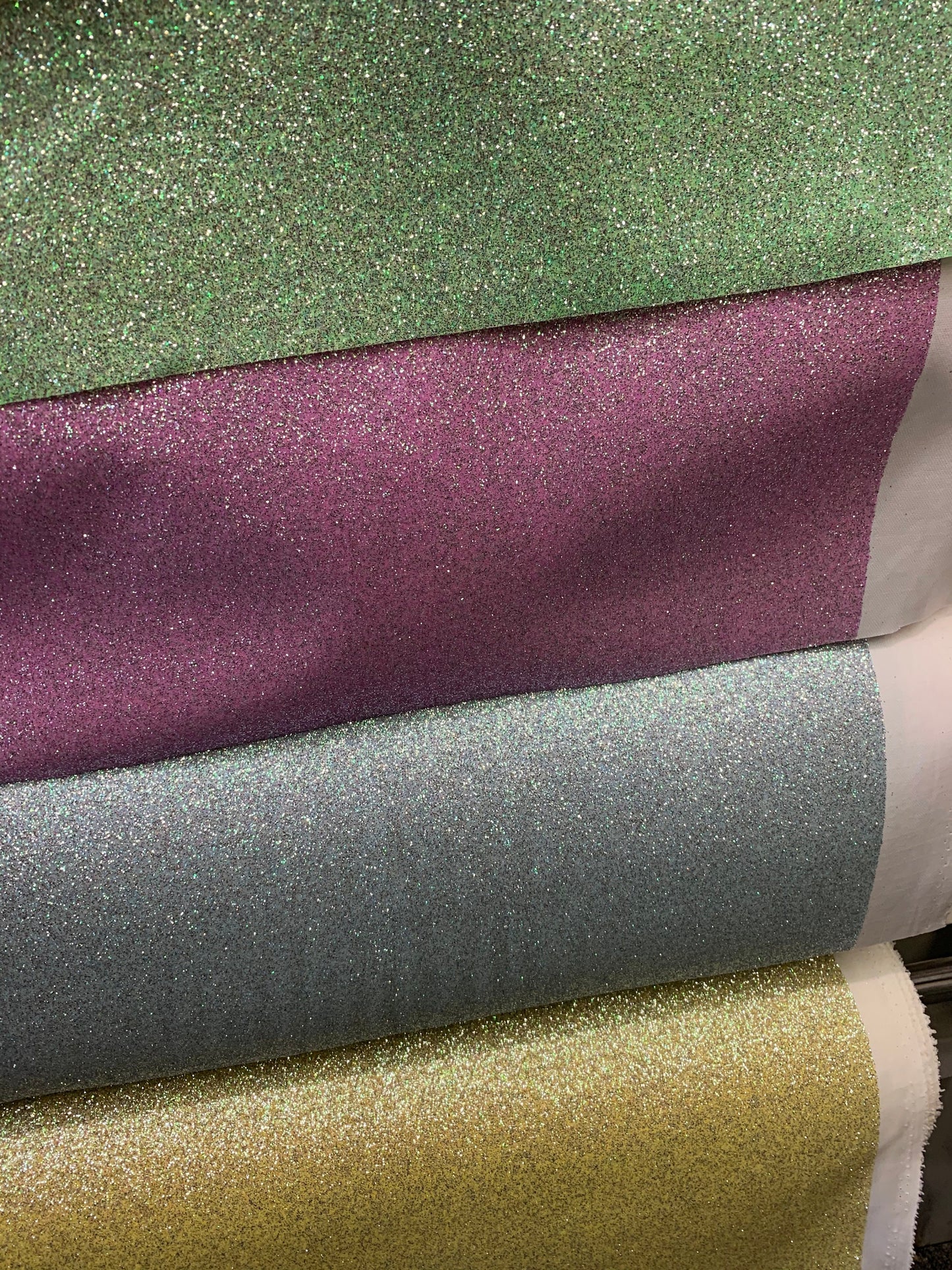 New Shimmer Sparkling Metallic Glitter Vinyl Non Stretch 58/60" Sold By The YD. Ships Worldwide from Los Angeles California USA.