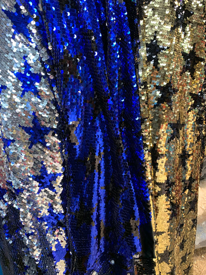 New Reversible sequins freedom stars design doble face full sequins on spandex base 2-way 58/60”  Sold by the YD. Ships Worldwide from L.A