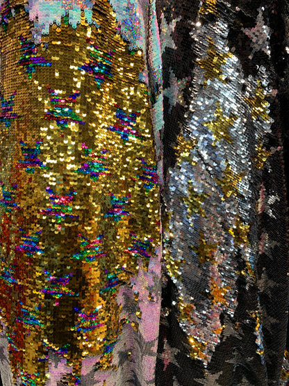 New Reversible sequins freedom stars design doble face full sequins on spandex base 2-way 58/60”  Sold by the YD. Ships Worldwide from L.A