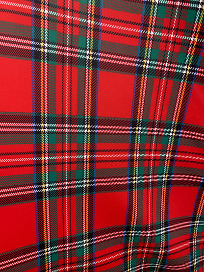 New Christmas Red Plaid Design Print On Heavy Nylon spandex 4-Way 58/60” Sold By The YD. Ships Worldwide From Los Angeles California USA.