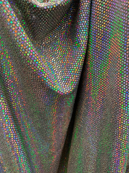 New metallic fabric with iridescent mini sequins all over 2-way Stretch 58/60” Sold by the YD. Ships worldwide from Los Angeles California.