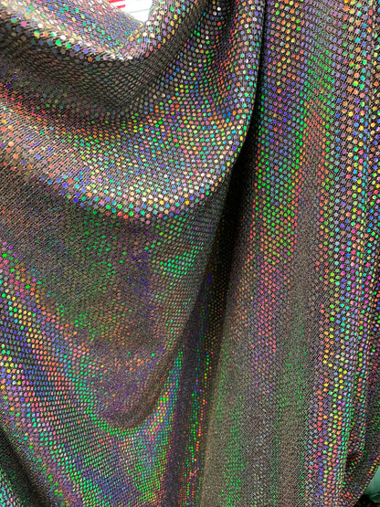 New metallic fabric with iridescent mini sequins all over 2-way Stretch 58/60” Sold by the YD. Ships worldwide from Los Angeles California.