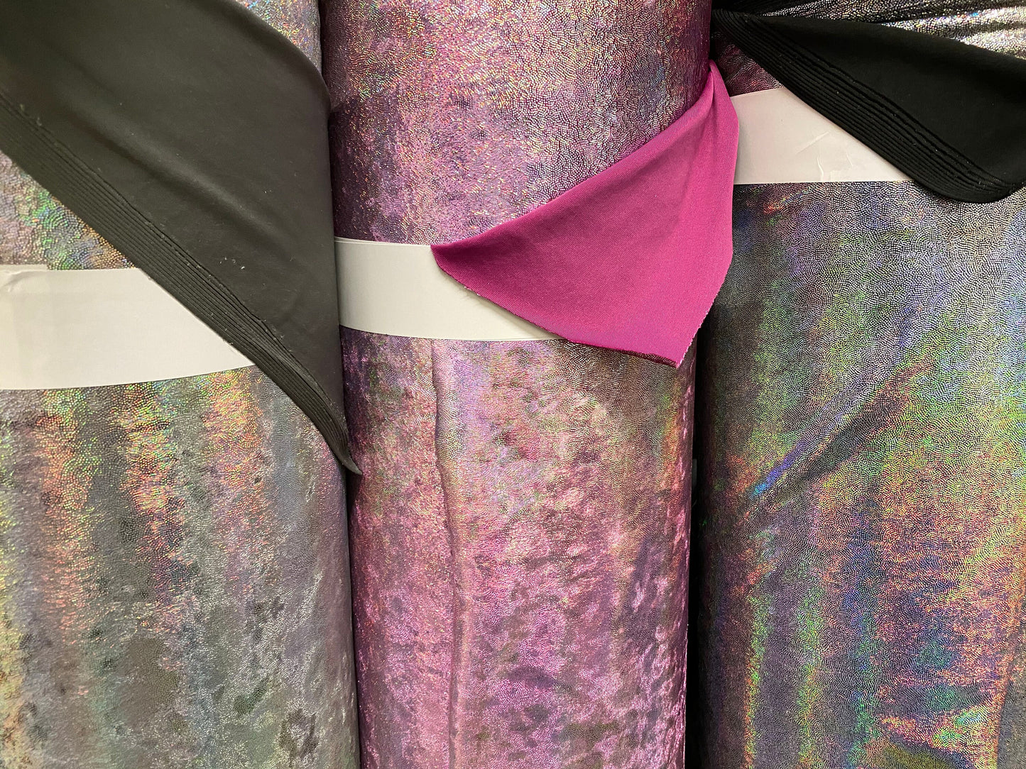 New heavy velvet with iridescent foggy foil metallic 4way stretch 58/60” Sold by the YD. Ships worldwide from Los Angeles California USA.