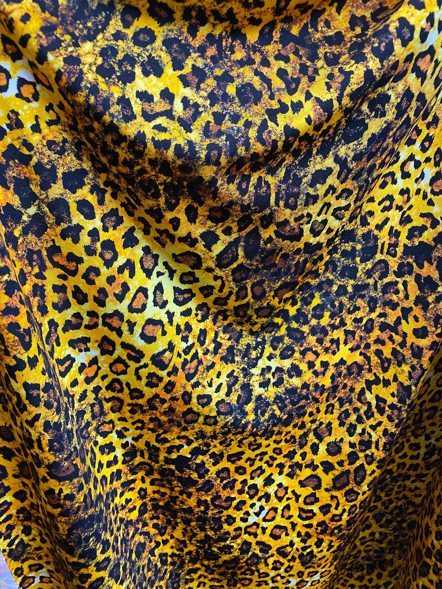 New print nylon spandex animal print leopard design 4-way stretch 58/60” Sold by the YD. Ships worldwide from Los Angeles California USA.