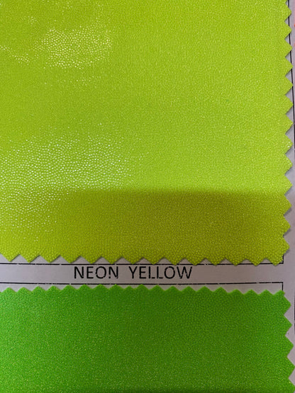 New Neon colors nylon spandex w/foggy foil 4-way stretch 58/60” Sold by the YD. Ships worldwide from Los Angeles California USA.