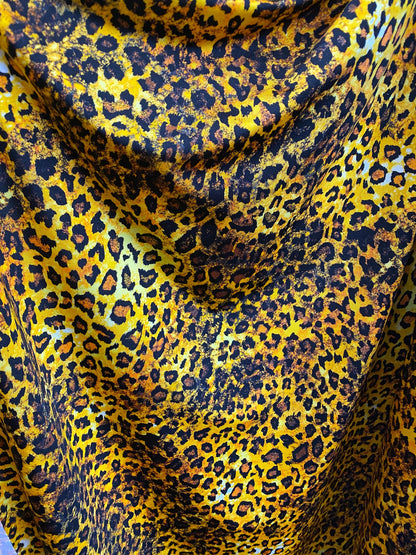 New print nylon spandex animal print leopard design 4-way stretch 58/60” Sold by the YD. Ships worldwide from Los Angeles California USA.