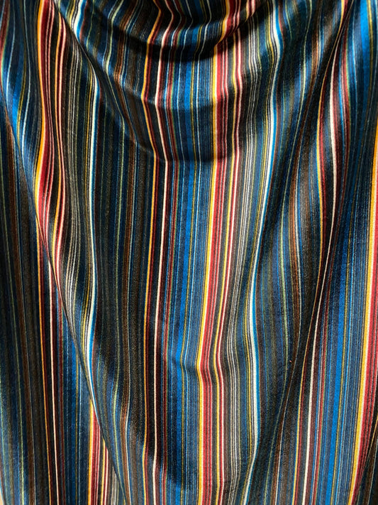 New stripes design multicolor print on stretch velvet 4-way 58/60” Sold by the YD. Ships worldwide from Los Angeles California USA.