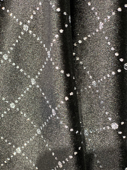 New velvet with foil Geometric design 2-way stretch 58/60” Sold by the YD. Ships worldwide from Los Angeles California USA.