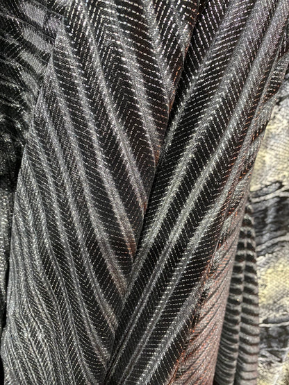 New metallic stretch velvet design small chevron design 2-way stretch 58/60” Sold by the YD. Ships worldwide from Los Angeles California USA