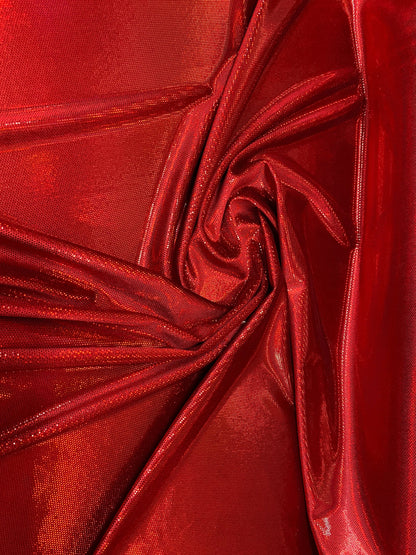 New Iridescent scarlet RED metallic stretch velvet with hologram foil 58/60” Sold by the YD. Ships worldwide from Los Angeles California USA