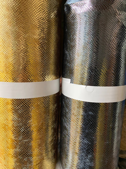 NEW Dragon scales shining foil on heavy stretch velvet 420gsm 4way stretch 58/60” Sold by the YD. Ships worldwide from Los Angeles CA.