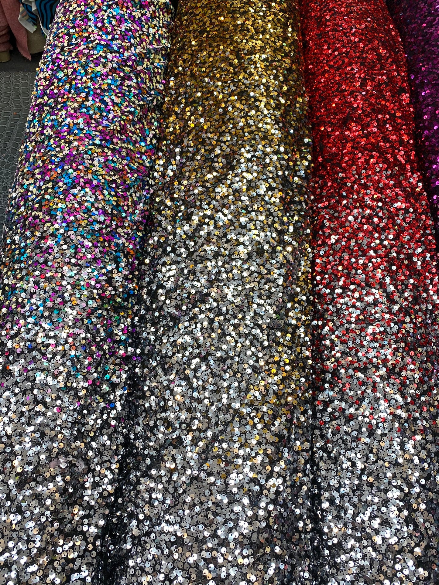 New Ombré hologram sequins on stretch mesh 2-way 2-tone  55/57” Sold by the YD. Ships worldwide from Los Angeles California USA.