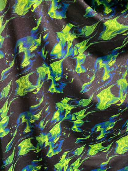 New Hot flames design UV light heavy nylon spandex 4-way stretch 58/60” Sold by the YD. Ships worldwide from Los Angeles California USA.