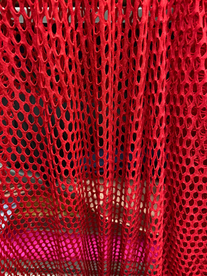 New Red fishnet medium size nylon spandex mesh 4-way 58/60” Sold by the YD. Ships worldwide from Los Angeles California USA.