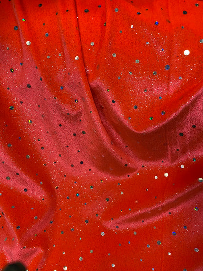 New stretch velvet with glitter and hologram sequins 4-way stretch 58/60” Sold by the YD. Ships worldwide from Los Angeles California USA.