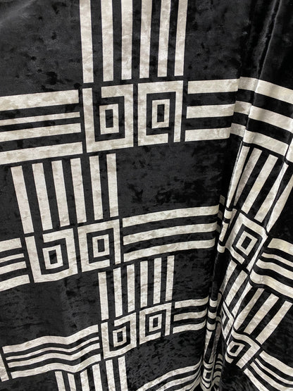 New modern geometric design print on stretch velvet 4-way stretch 58/60” Sold by the YD. Ships worldwide from Los Angeles California USA.