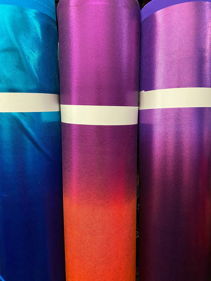 Ombré metallic foggy foil nylon spandex 4-way stretch 58/60” Sold by the YD. Ships worldwide from Los Angeles California USA.