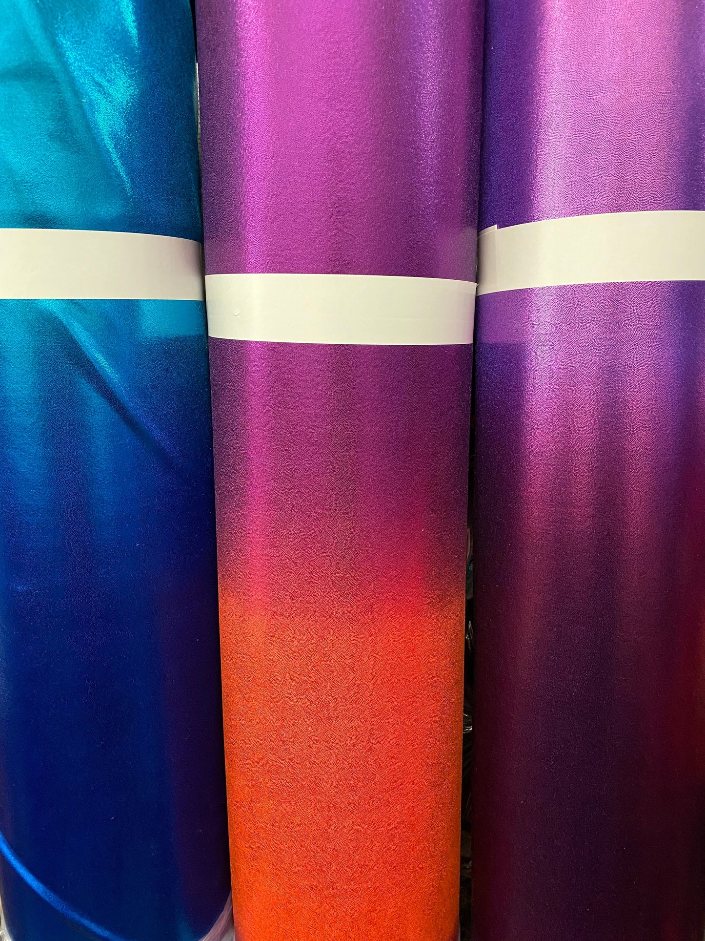 Ombré metallic foggy foil nylon spandex 4-way stretch 58/60” Sold by the YD. Ships worldwide from Los Angeles California USA.