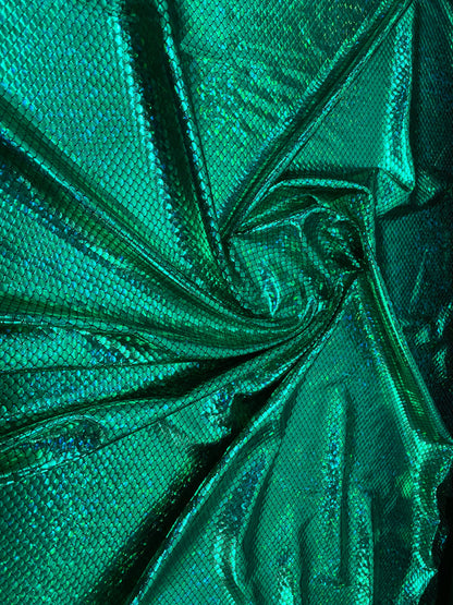 New Mermaid design small size hologram metallic nylon spandex 4-way stretch 58/60” Sold by the YD. Ships worldwide from Los Angeles CA USA.