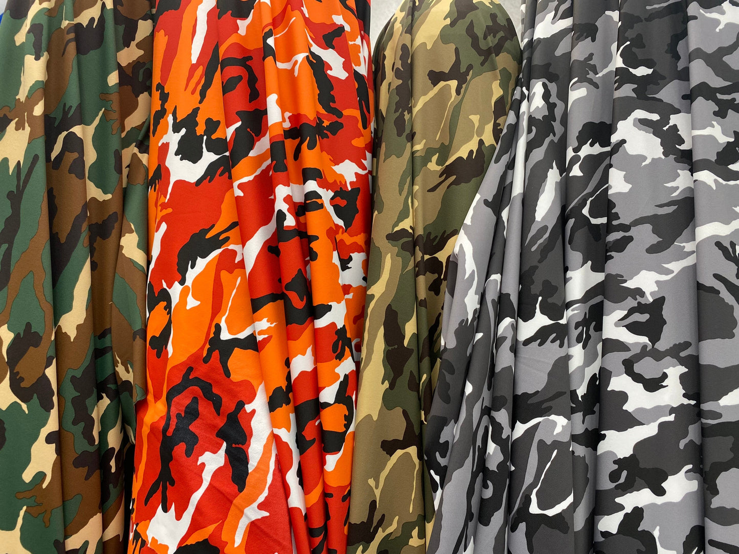 Camouflage design best quality nylon spandex 4-way stretch 58/60” Sold by the YD. Ships worldwide from Los Angeles California USA.