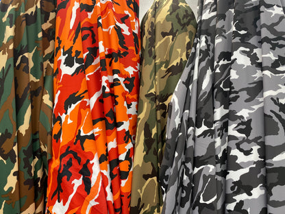 Camouflage design best quality nylon spandex 4-way stretch 58/60” Sold by the YD. Ships worldwide from Los Angeles California USA.